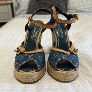 Louis Vuitton denim wedges/espadrilles